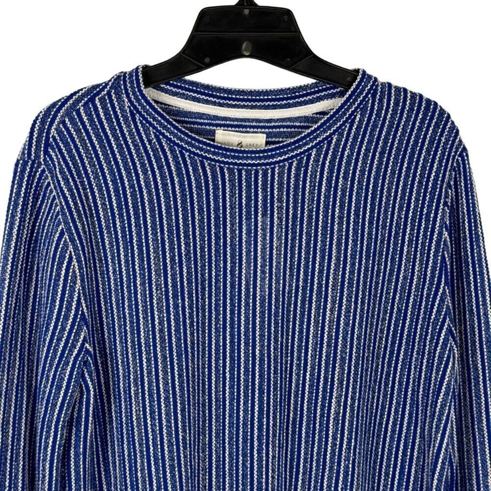 Lou & Grey NEW Cobalt Blue White Striped Tunic Top Cover Up Sweater Size Small - Picture 2 of 9